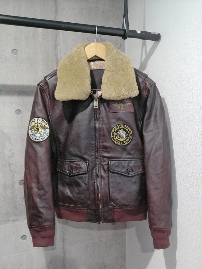 新品 GABRIEL 襟ムートン ワッペン付 レザー G-1フライトジャケットL