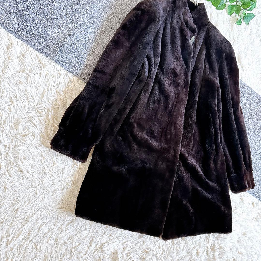 オールド　ジバンシー　サガミンク　シェアード　ロングファーコート　毛皮　ブラウン