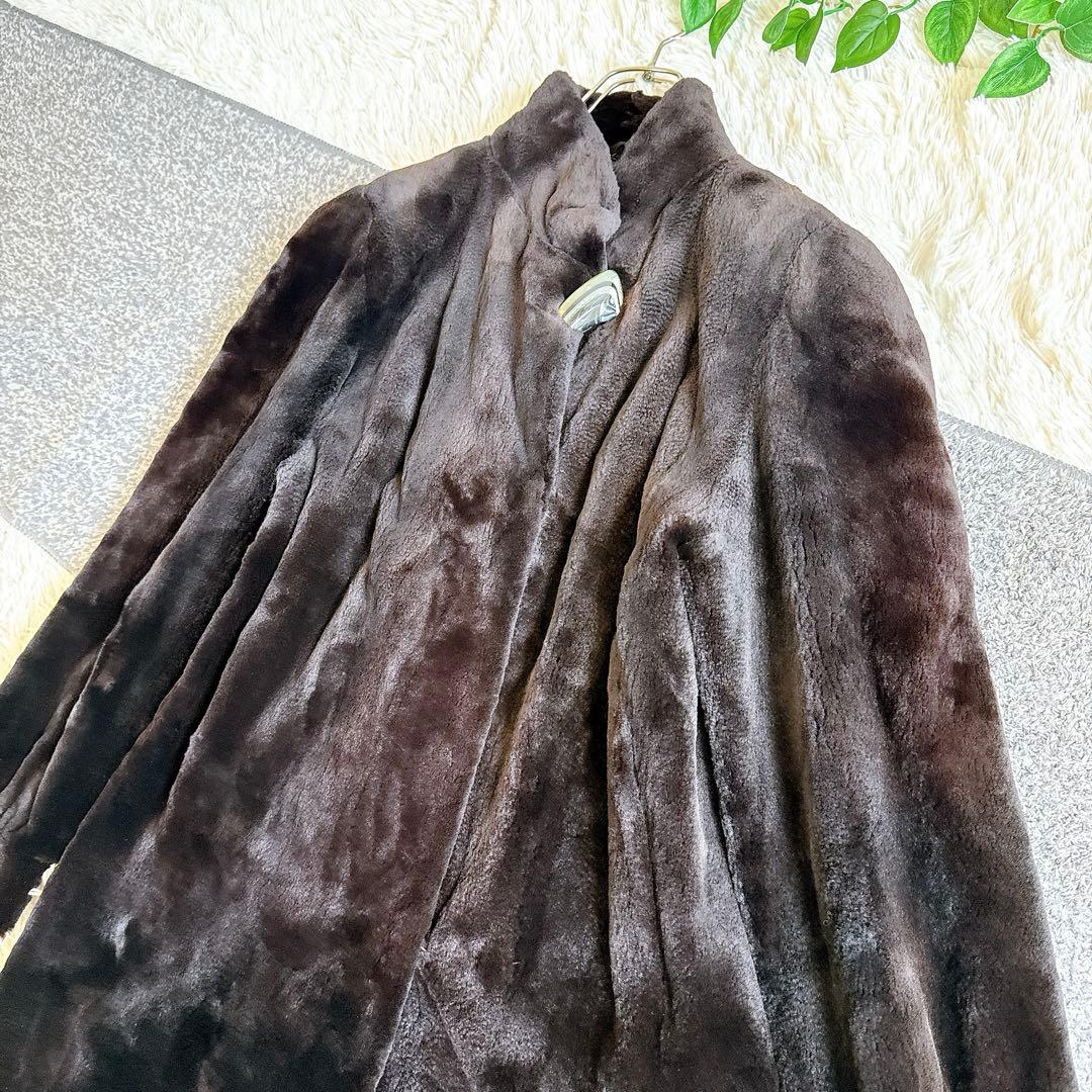 オールド　ジバンシー　サガミンク　シェアード　ロングファーコート　毛皮　ブラウン