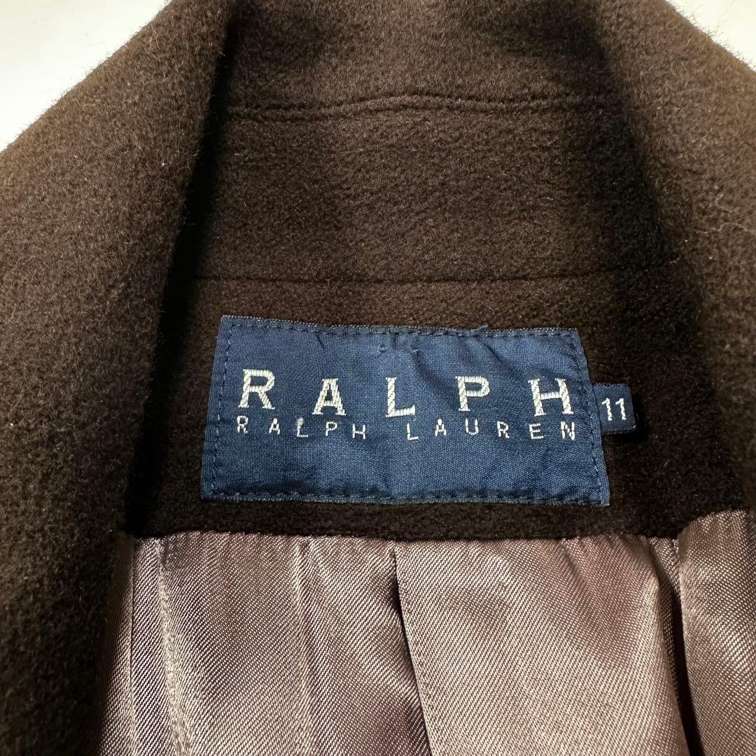 L相当 着丈128cm◎ラルフローレン アンゴラ ロングコート ブラウン 11号