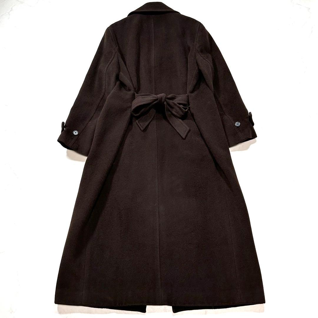 L相当 着丈128cm◎ラルフローレン アンゴラ ロングコート ブラウン 11号