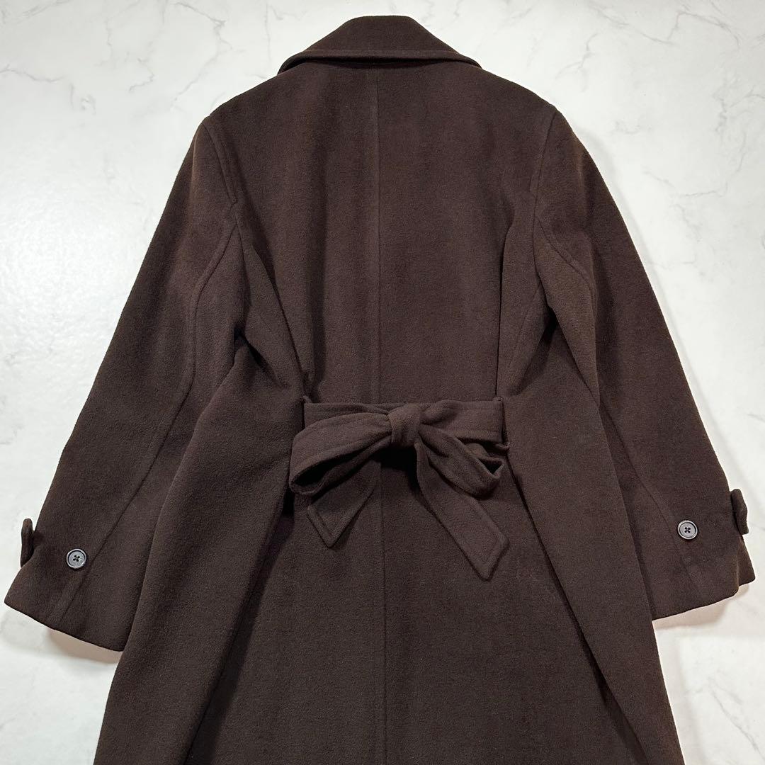 L相当 着丈128cm◎ラルフローレン アンゴラ ロングコート ブラウン 11号