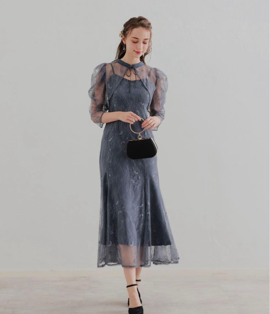 Dorry Doll　ドリードール　 ボレロレイヤーレースドレス　ブルー　L