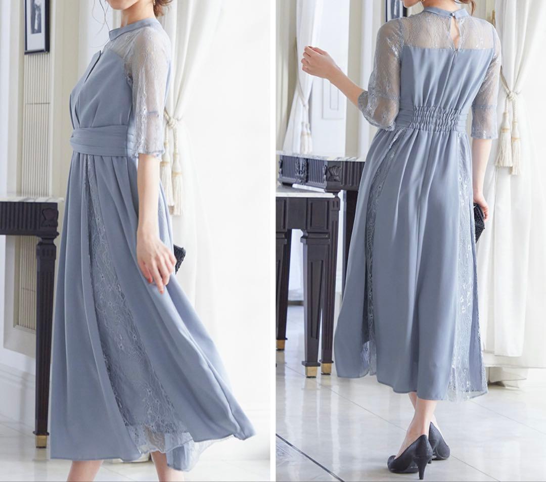 niana 結婚式 ワンピース パーティードレス Sサイズ ブルーグレー