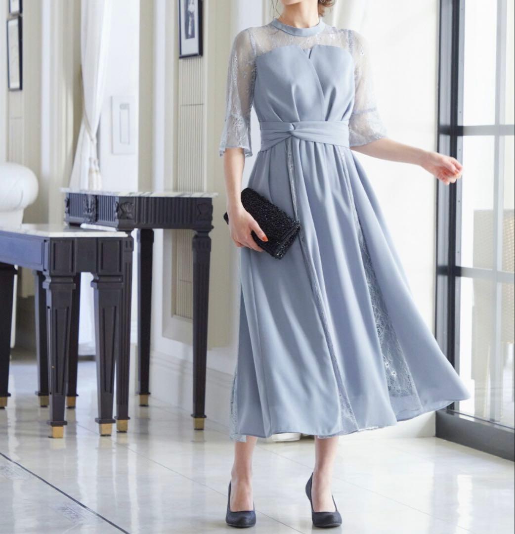 niana 結婚式 ワンピース パーティードレス Sサイズ ブルーグレー