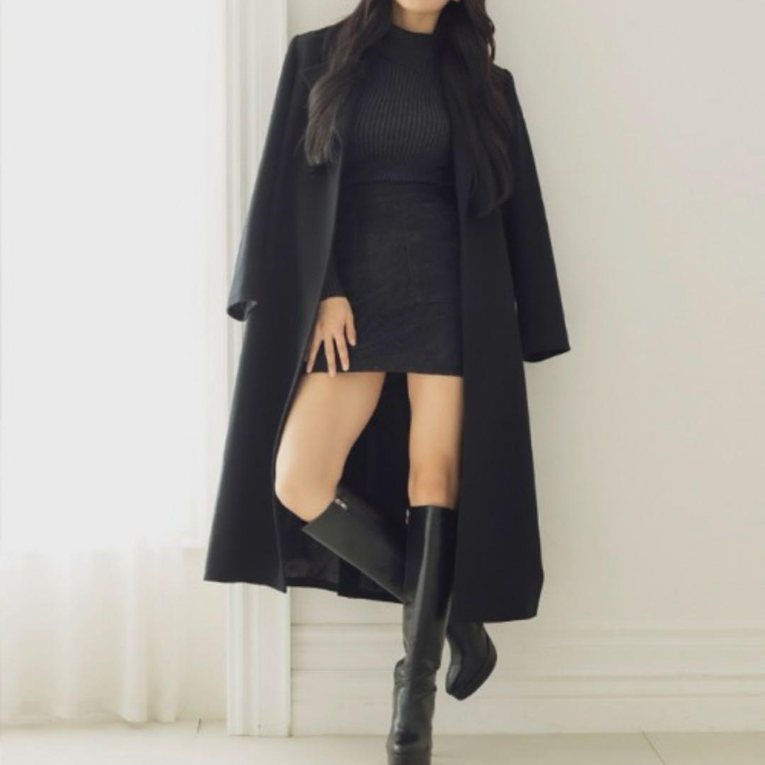 未使用:AMBIENTメルトンウールラップコート ブラック