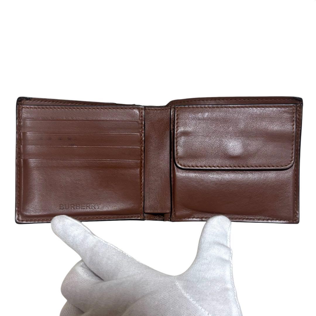 バーバリー　折り財布　フラップ　TB柄　PVC　ブラウン　トーマスバーバリー