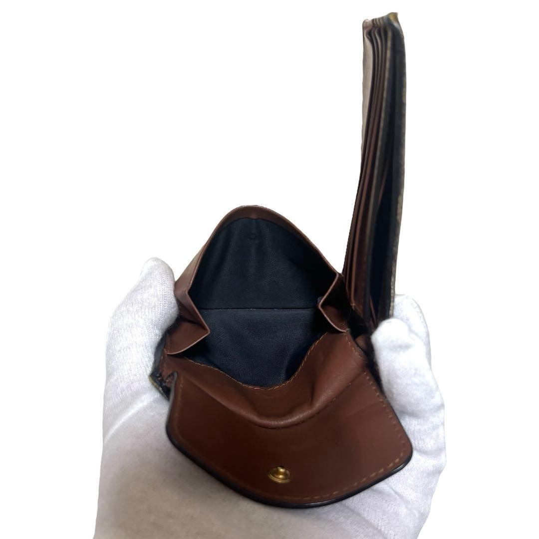 バーバリー　折り財布　フラップ　TB柄　PVC　ブラウン　トーマスバーバリー