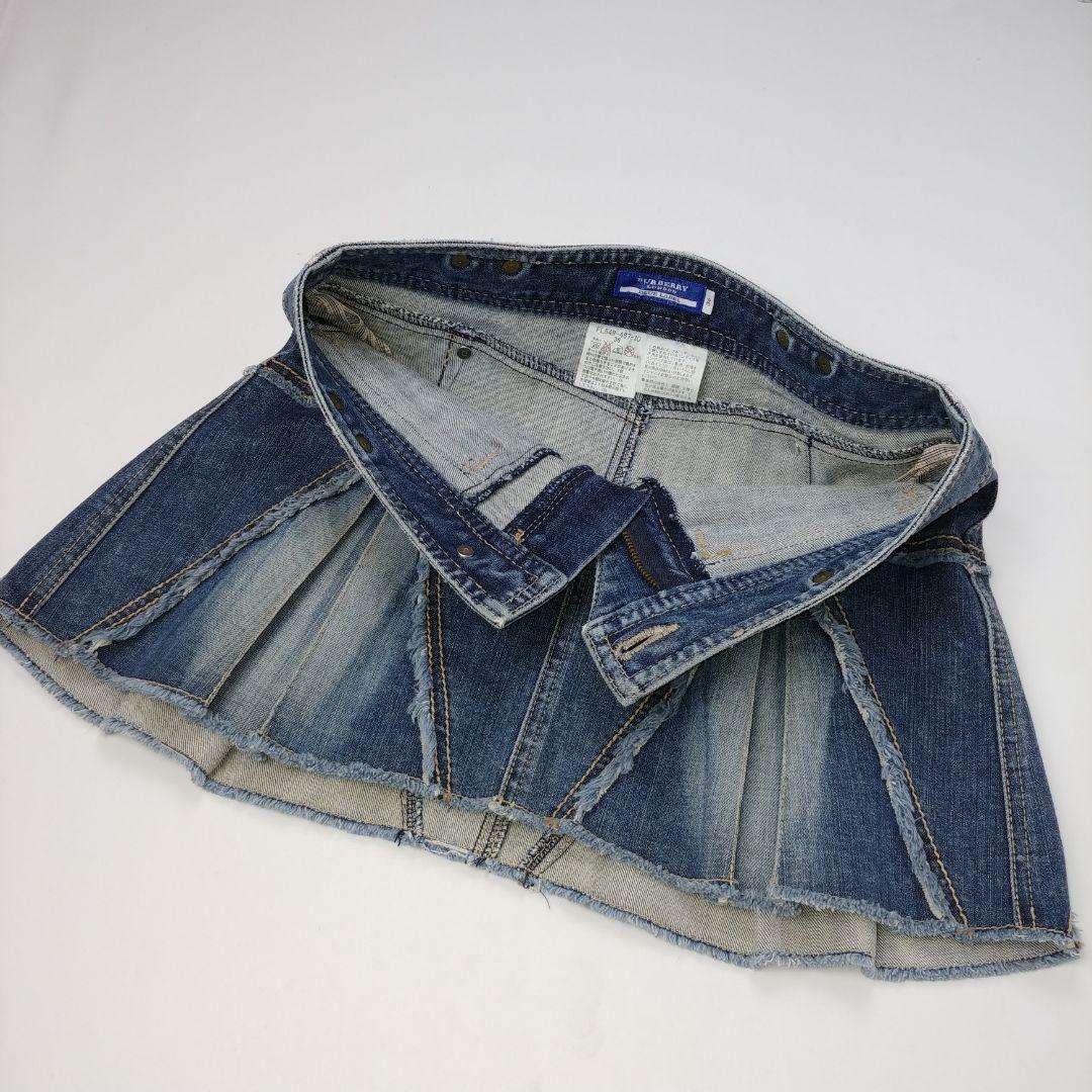 バーバリーブルーレーベル ボックスプリーツ テニムミニスカート