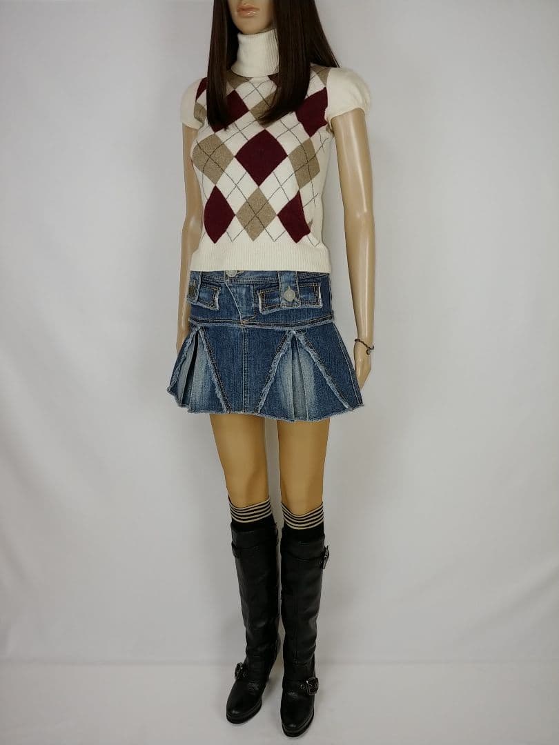 バーバリーブルーレーベル ボックスプリーツ テニムミニスカート