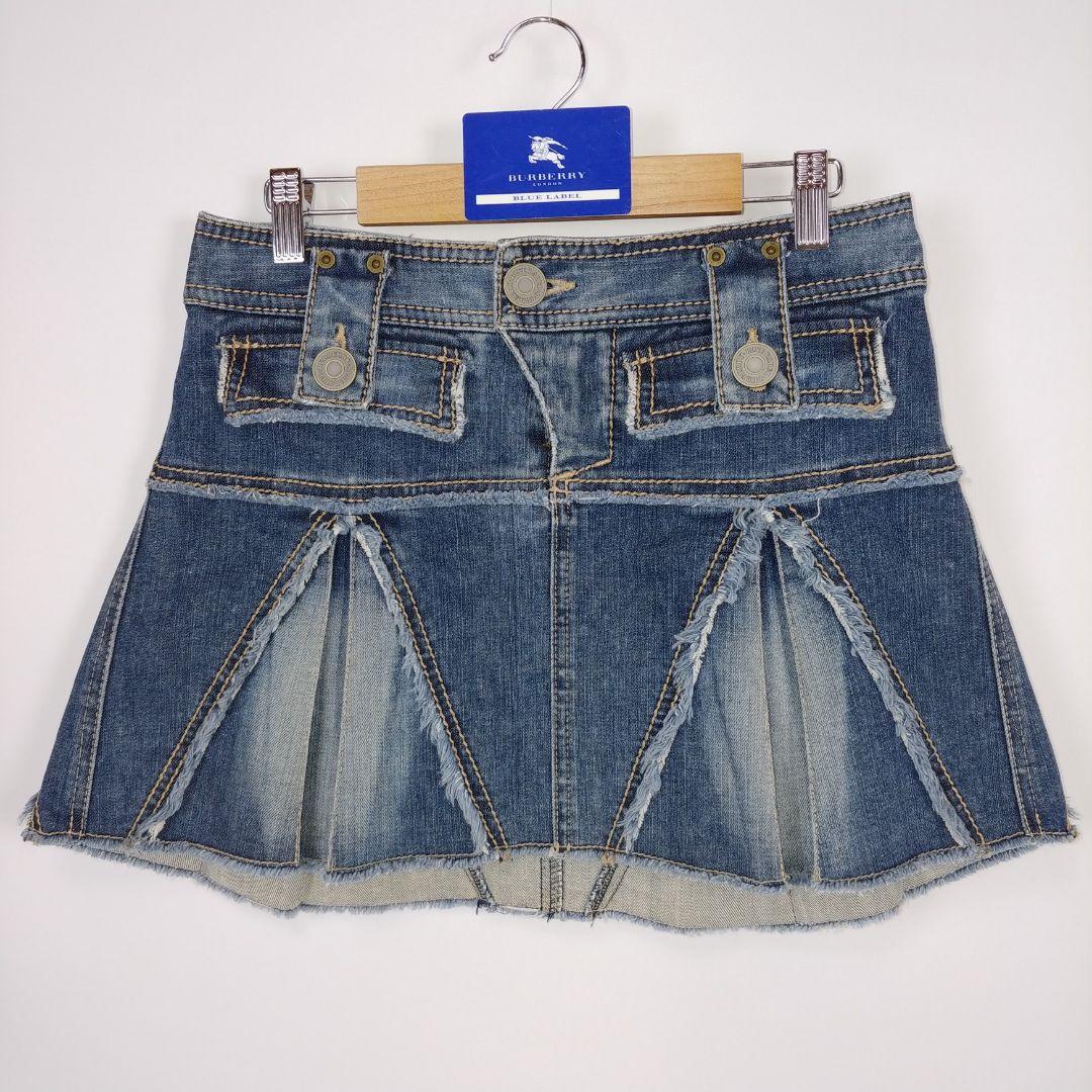 バーバリーブルーレーベル ボックスプリーツ テニムミニスカート