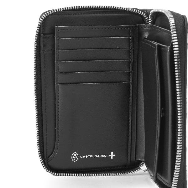 カステルバジャック 牛革 ミドルウォレット セミ長財布 レッド