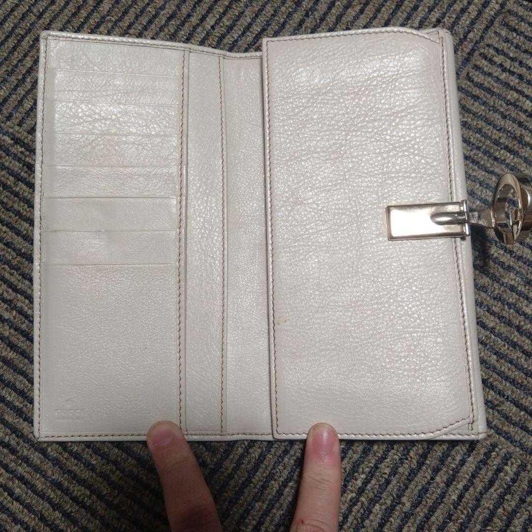 GUCCI グッチ 長財布 GGキャンバス Gロゴ金具 ホワイト ベージュ