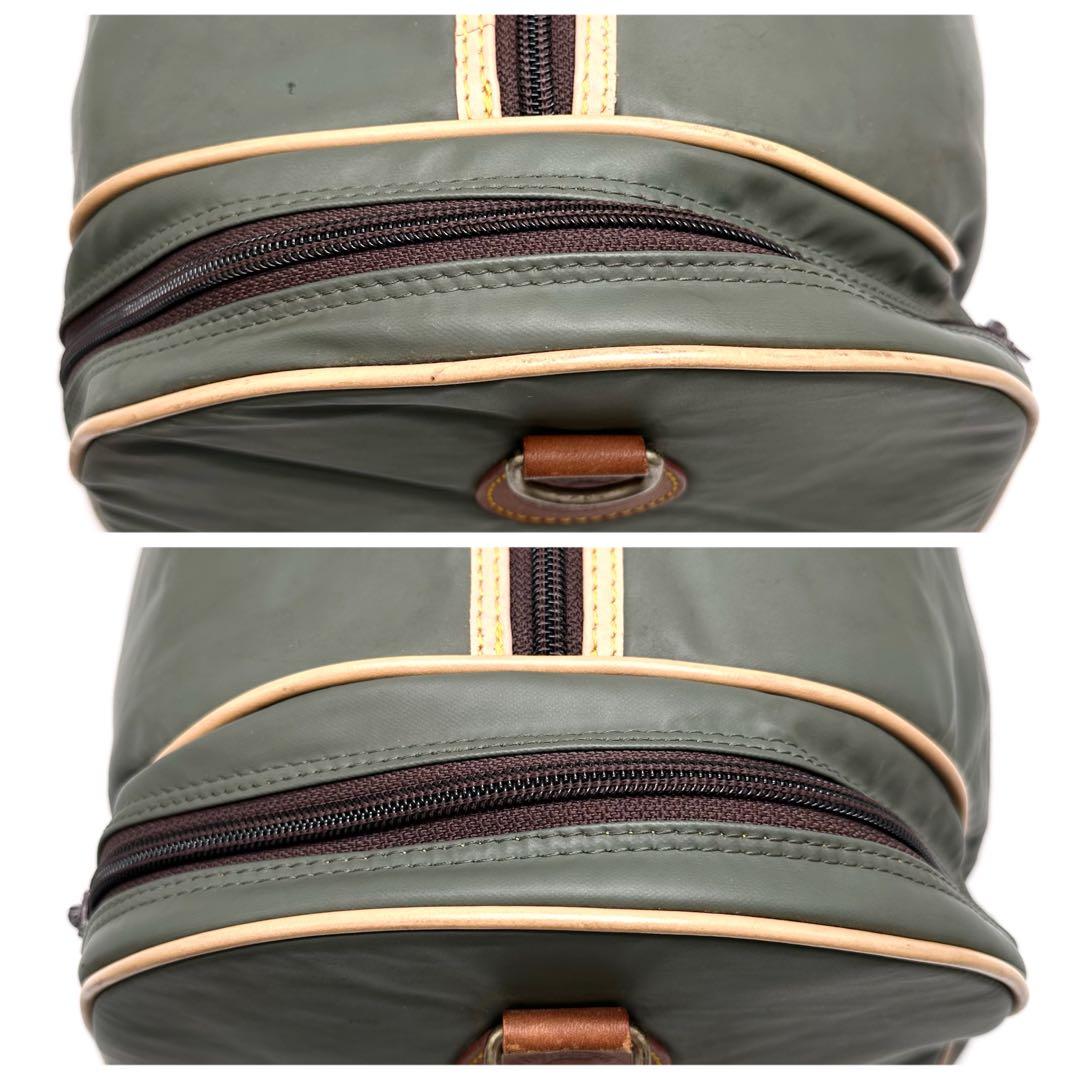 【特大】ハンティングワールド ボストンバッグ バチュークロス 外ポケットカーキ