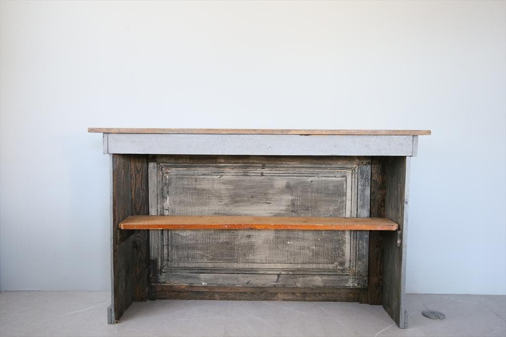 フランスアンティーク木製ショップカウンター/レジ台/テーブル机(90-21)