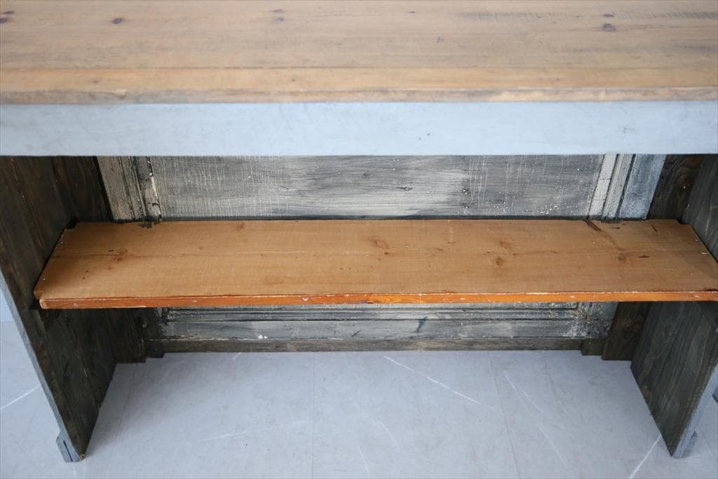 フランスアンティーク木製ショップカウンター/レジ台/テーブル机(90-21)