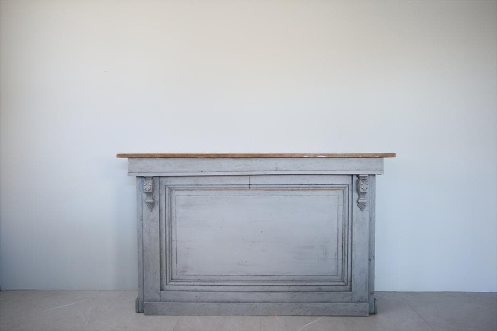 フランスアンティーク木製ショップカウンター/レジ台/テーブル机(90-21)