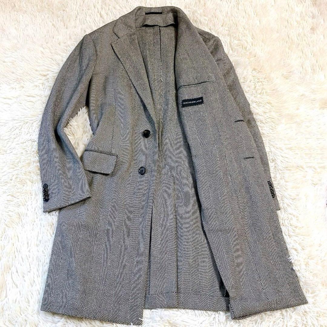 【伊生地・カシミヤ・ヘリンボーン】TOMORROWLAND　チェスターコート　S