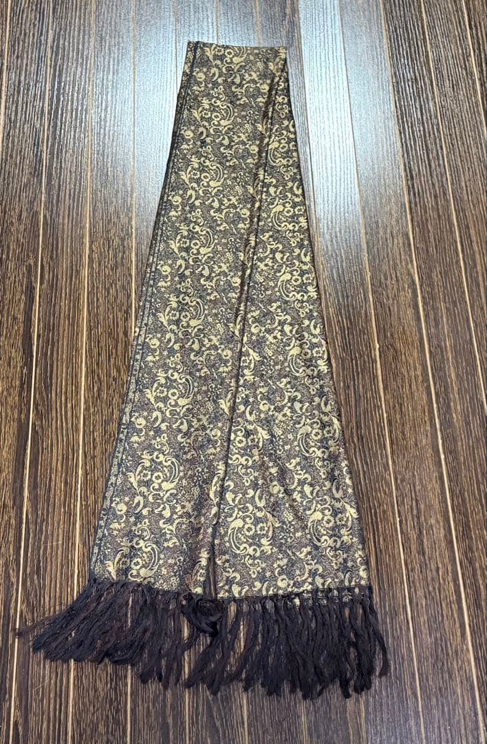 【80年代ヴィンテージ】ペイズリー柄 ブラック&ゴールド シルクストール