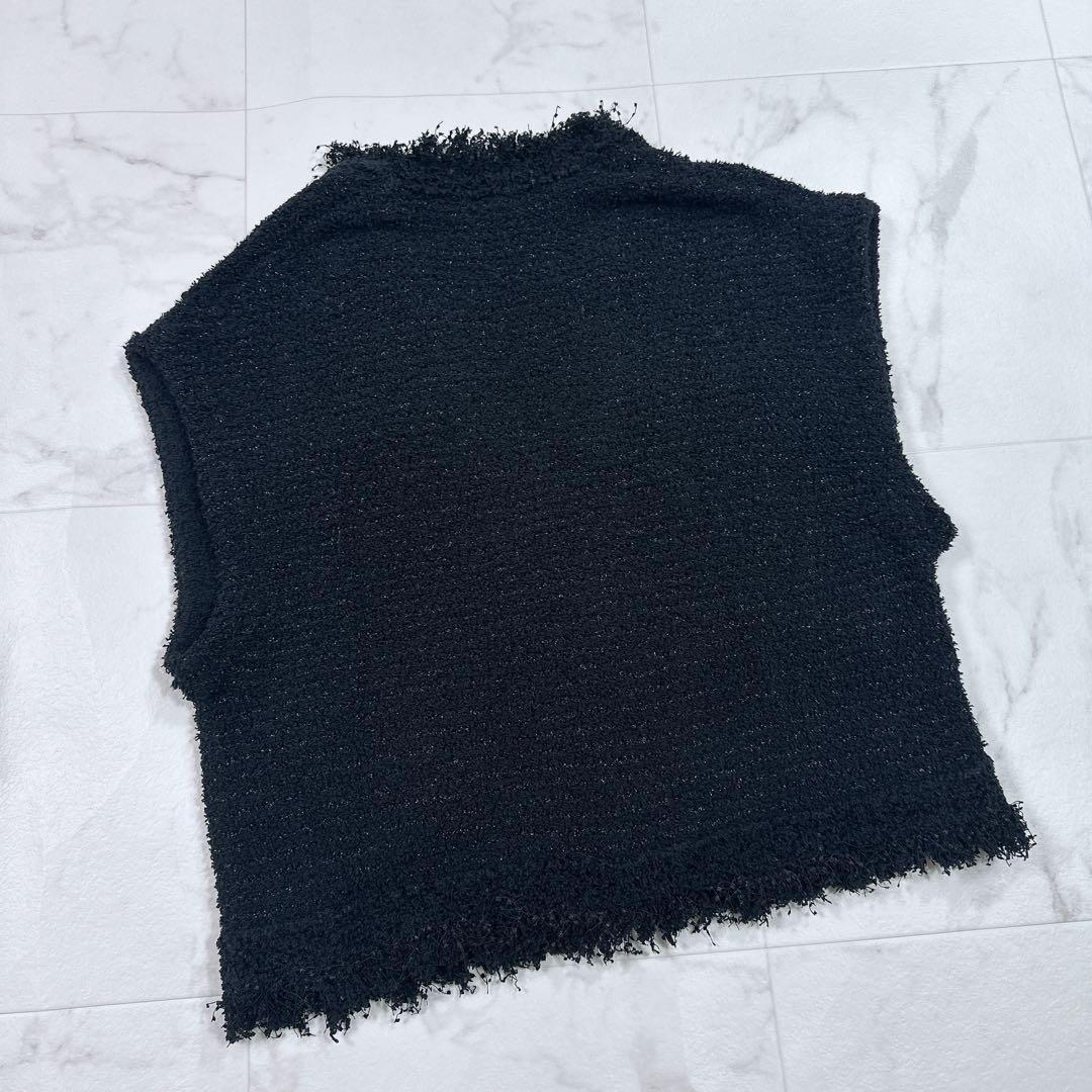 ヴェルメイユ パー イエナ ブークレニットジャガードベスト ジレ　ツイード　黒