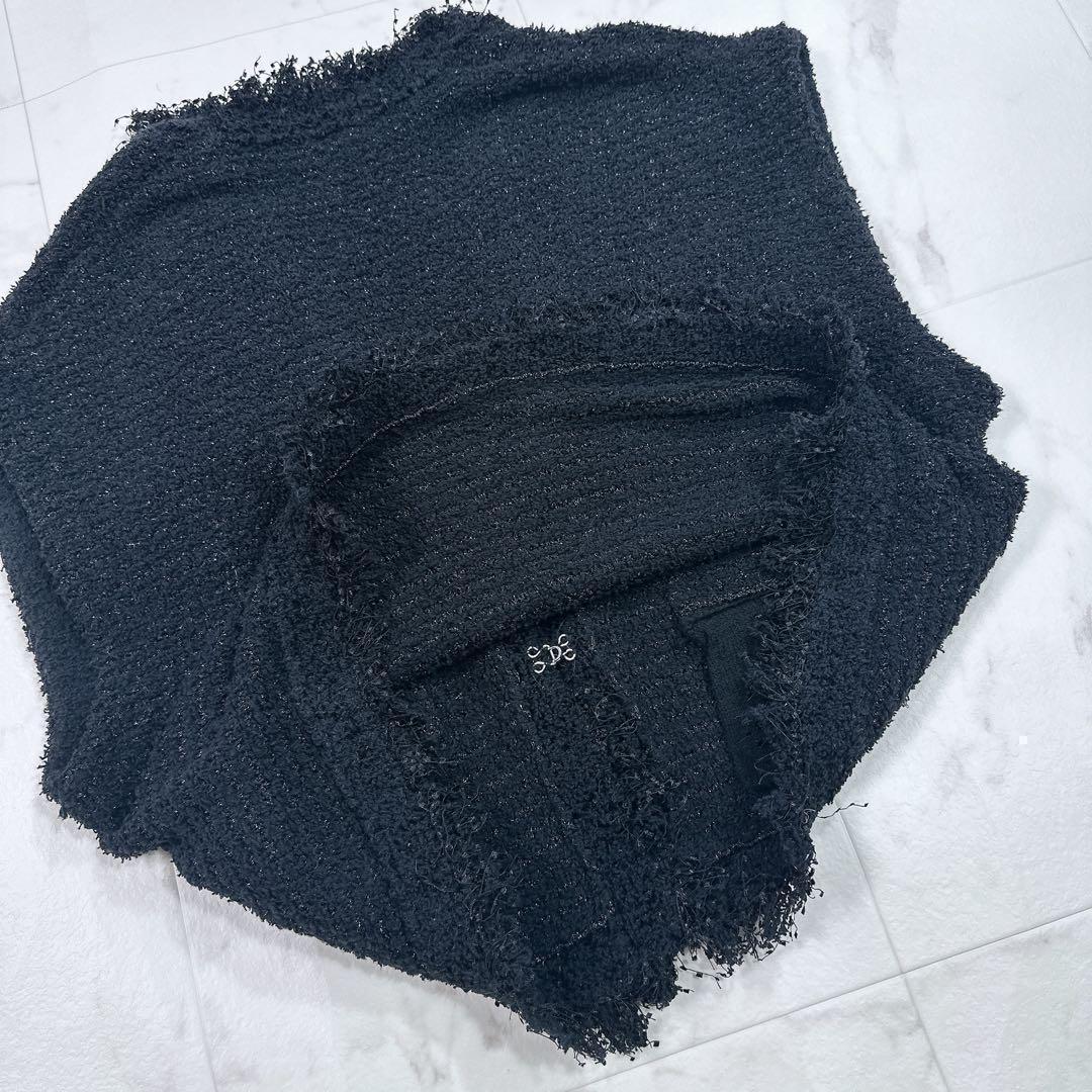 ヴェルメイユ パー イエナ ブークレニットジャガードベスト ジレ　ツイード　黒