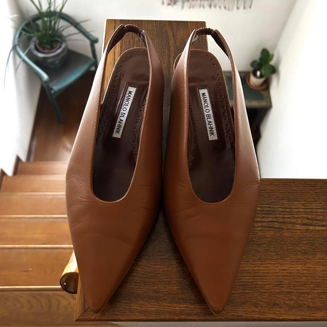 雑誌掲載♡MANOLO BLAHNIK マノロブラニク スリングバック　フラット