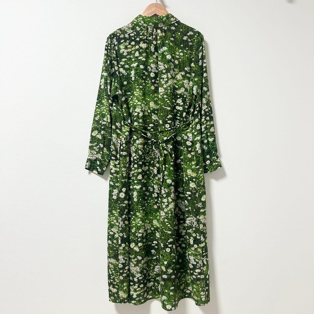 シビラ　カモミールフラワープリントシャツドレス　　　花柄ワンピース　グリーン　M