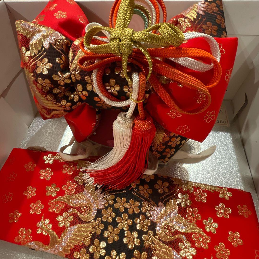 七五三　3帯　草履　バッグ　セット　赤　黒　花魁　おいらん