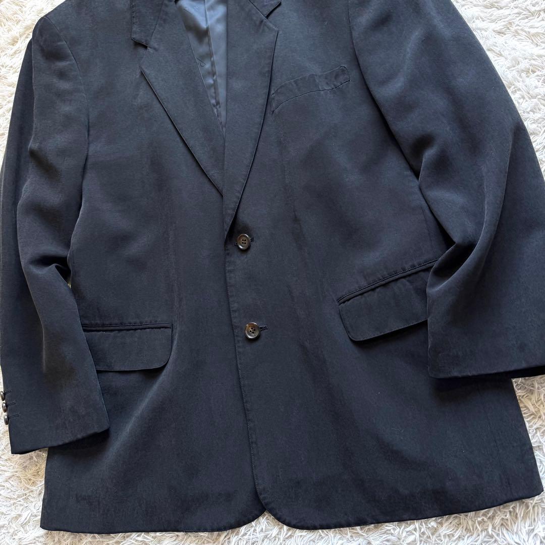美品　パパス　テーラードジャケット　シルク100％　黒　ブラック　BLACK M