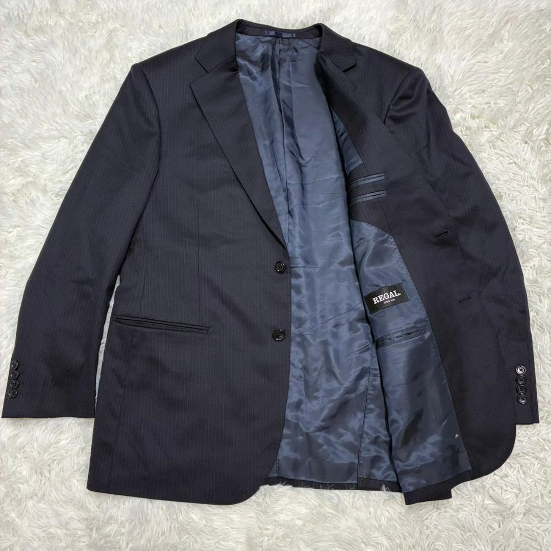 極美品 REGAL セットアップ テーラードジャケット ウール ストライプ 紺