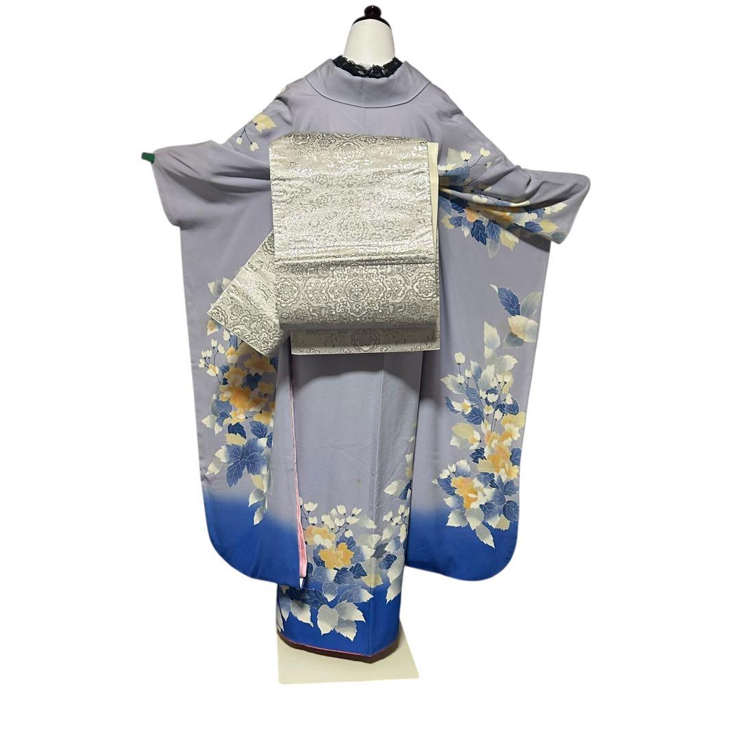 正絹　縮緬　友禅　振袖　フルセット　８点　可憐　モダン