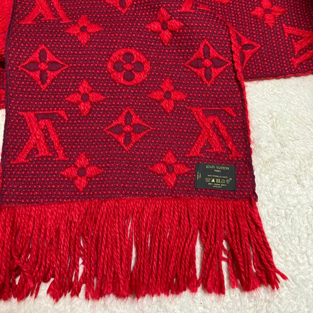 赤 マフラー ウール混紡