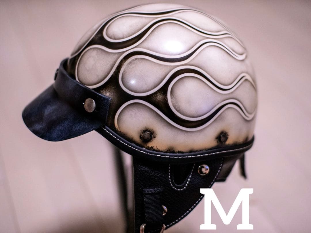 M 新品未使用　ポリヘル　ポリス　ヘルメット アイボリーエイジング黒フレア