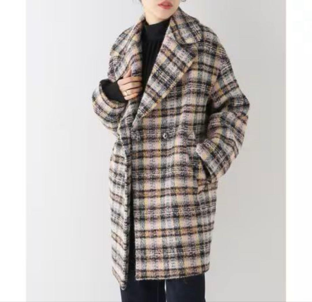 IÉNA チェック柄　シャギー　オーバーサイズコート　38