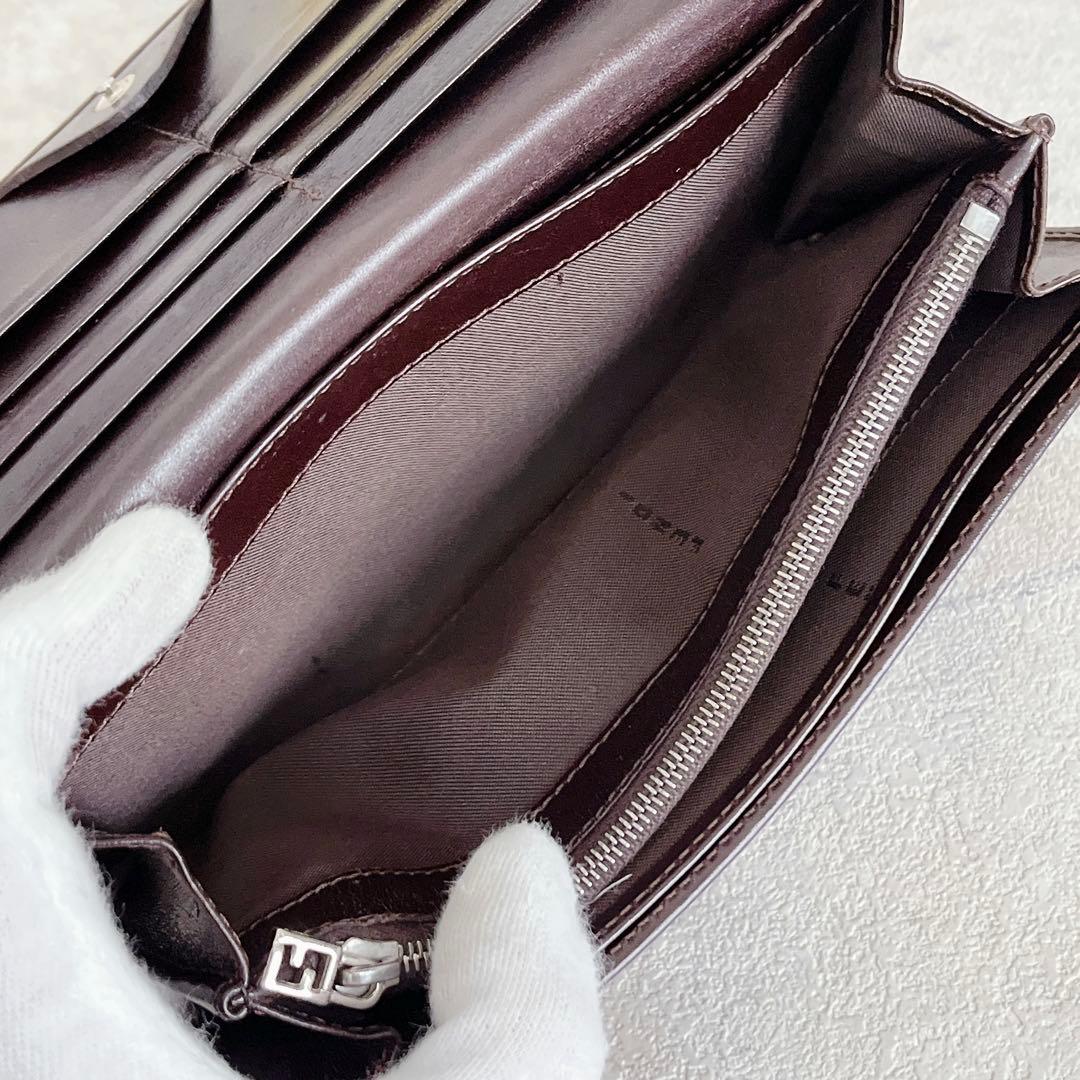 美品✨FENDI 長財布 ズッカ キャンバス FF ロゴ レザー ブラウン