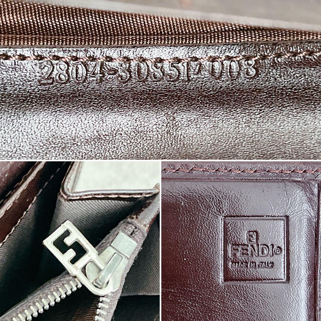 美品✨FENDI 長財布 ズッカ キャンバス FF ロゴ レザー ブラウン
