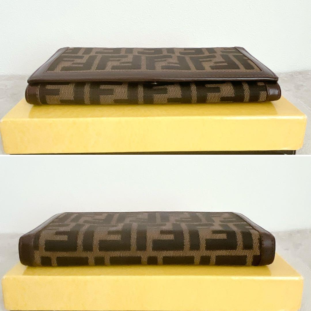 美品✨FENDI 長財布 ズッカ キャンバス FF ロゴ レザー ブラウン