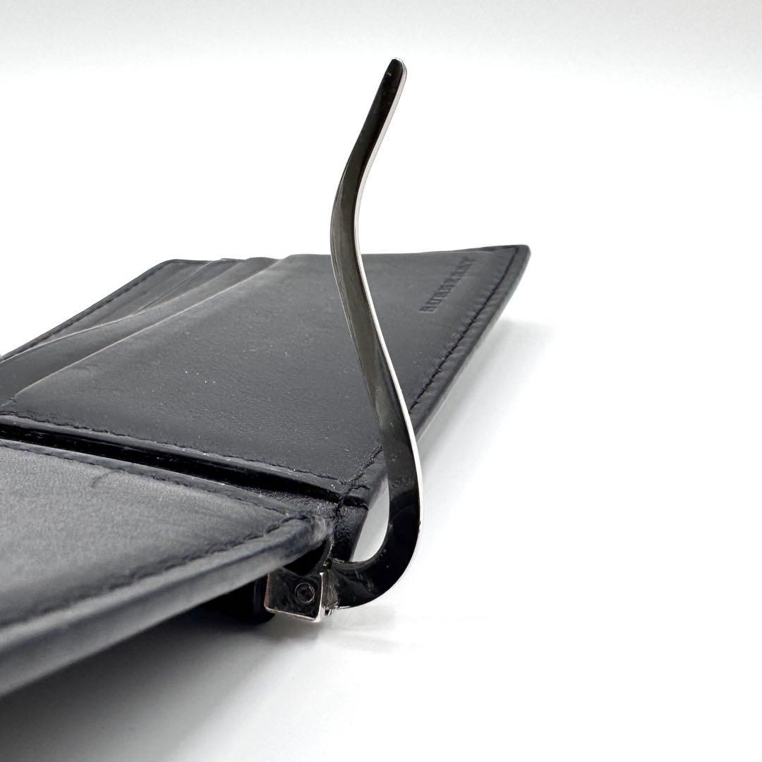 美品✨バーバリー　マネークリップ　シャドーホース　札入れ　折り財布　ブラック