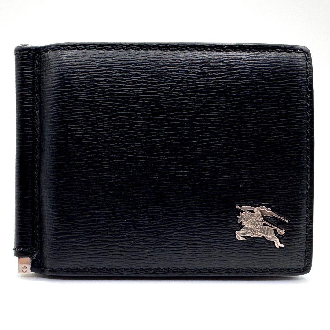 美品✨バーバリー　マネークリップ　シャドーホース　札入れ　折り財布　ブラック