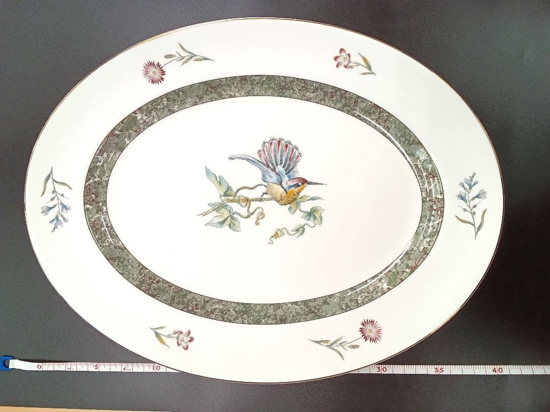 【希少品】 ハミングバード 鳥の絵柄 オーバル40cm皿