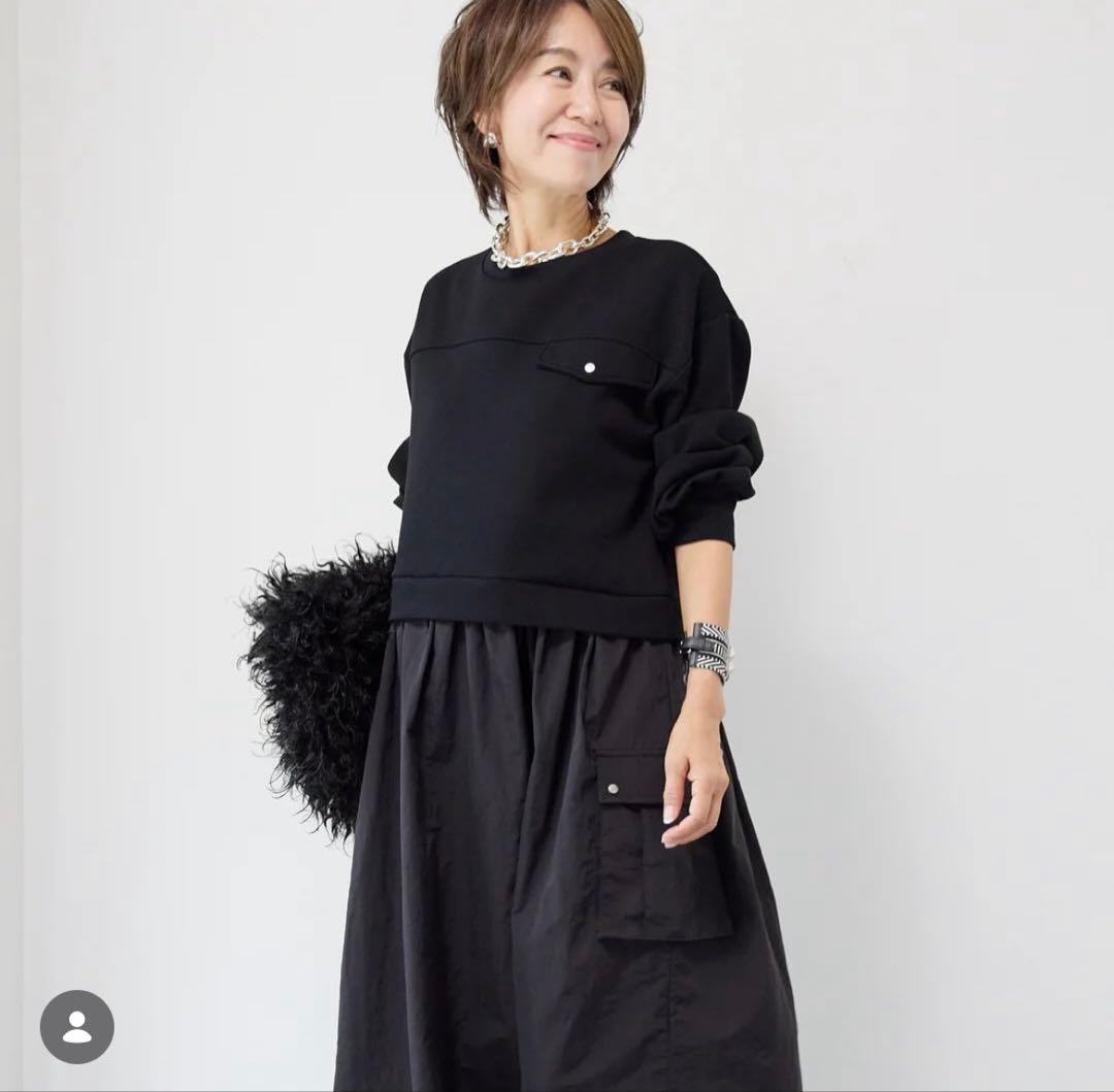 PLUS　OTO.HA　異素材ドッキングワンピース