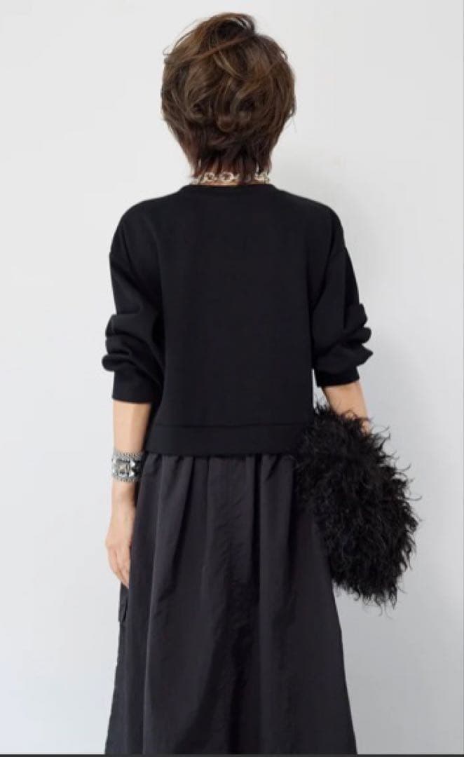 PLUS　OTO.HA　異素材ドッキングワンピース