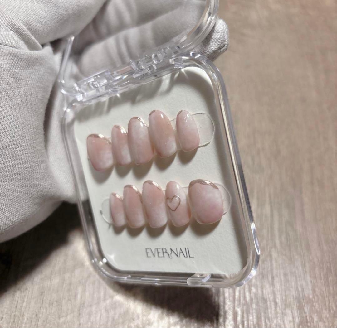 ピンク ネイルチップ エバーネイル　ハートモチーフ
