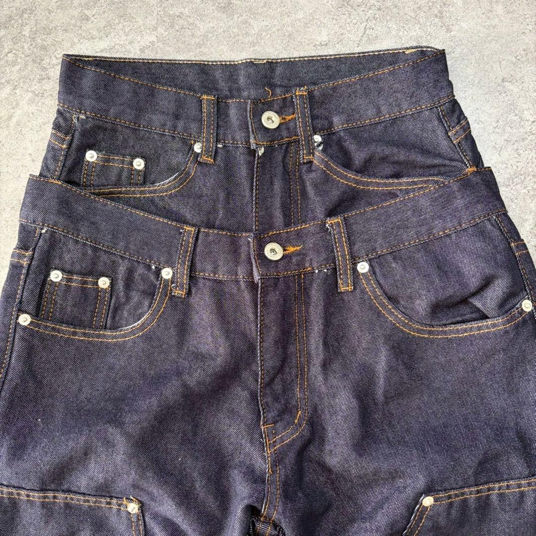 00s【archive】ダブルウエストデニムパンツ/Y2K/opium/ギミック