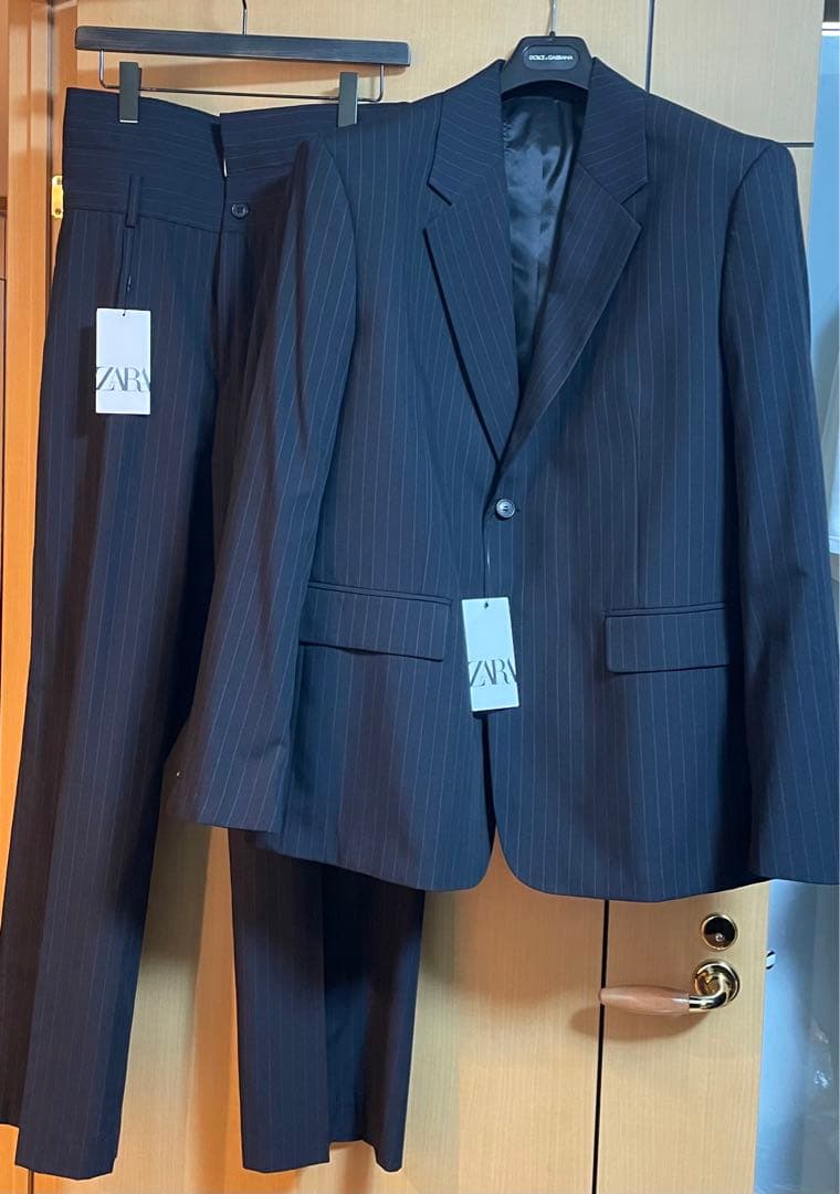 ZARA ネイビーストライプスーツ セットアップ　サイズ54 40