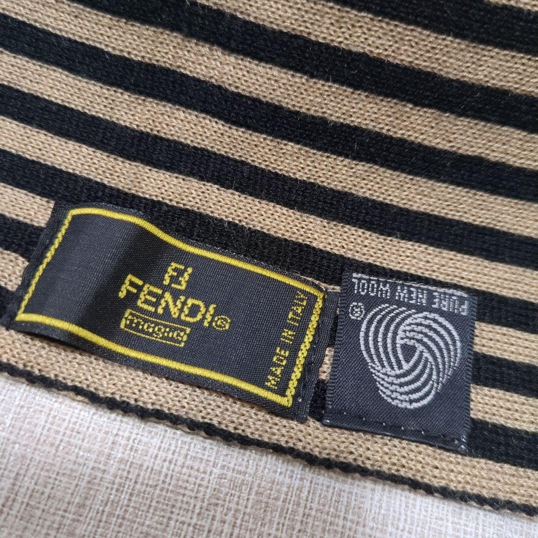 FENDI　フェンディ　マフラー　ストール　ウール　ロゴ　ズッカ　リバーシブル