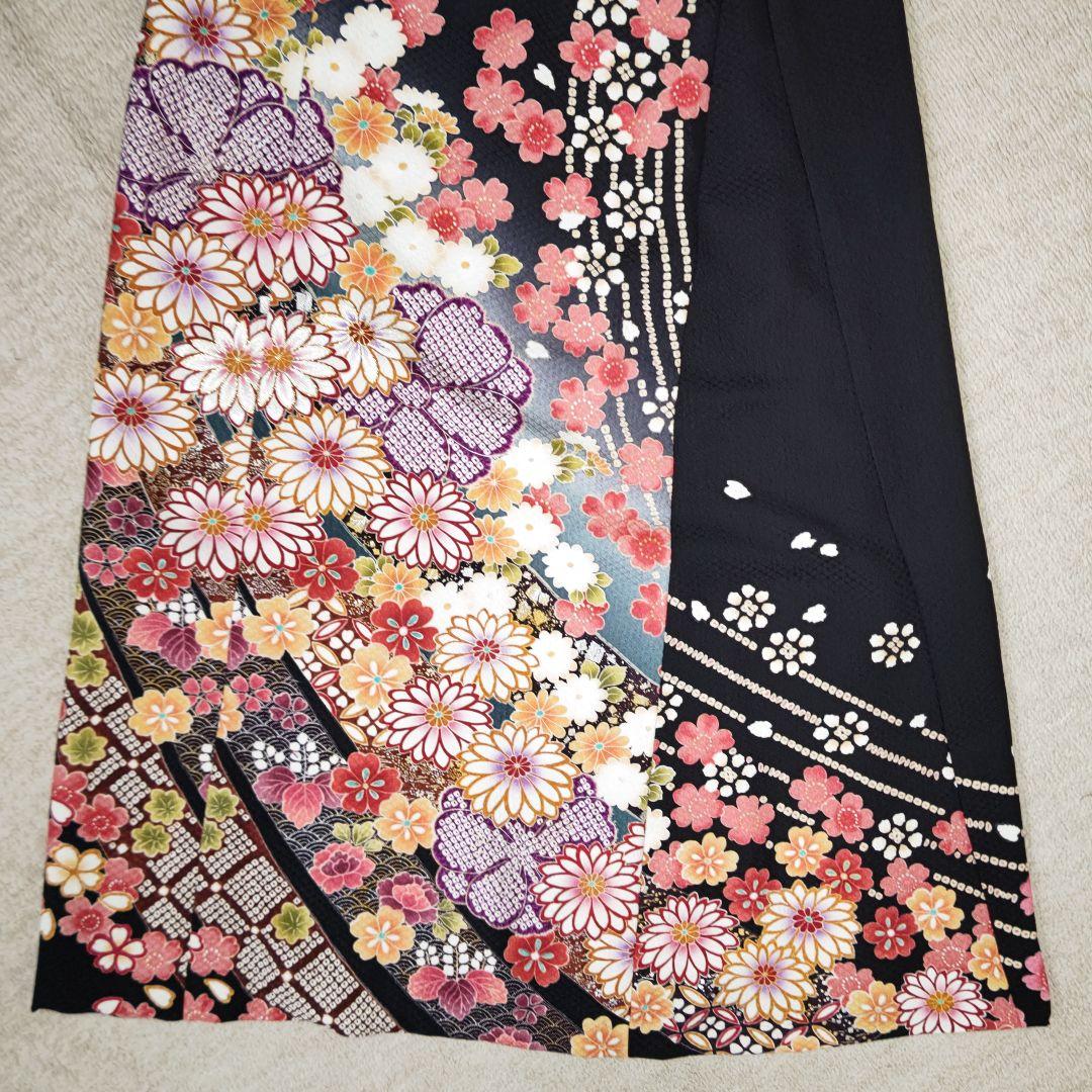 zunezune 振袖ドレス ノースリーブ 着物リメイクワンピース 黒