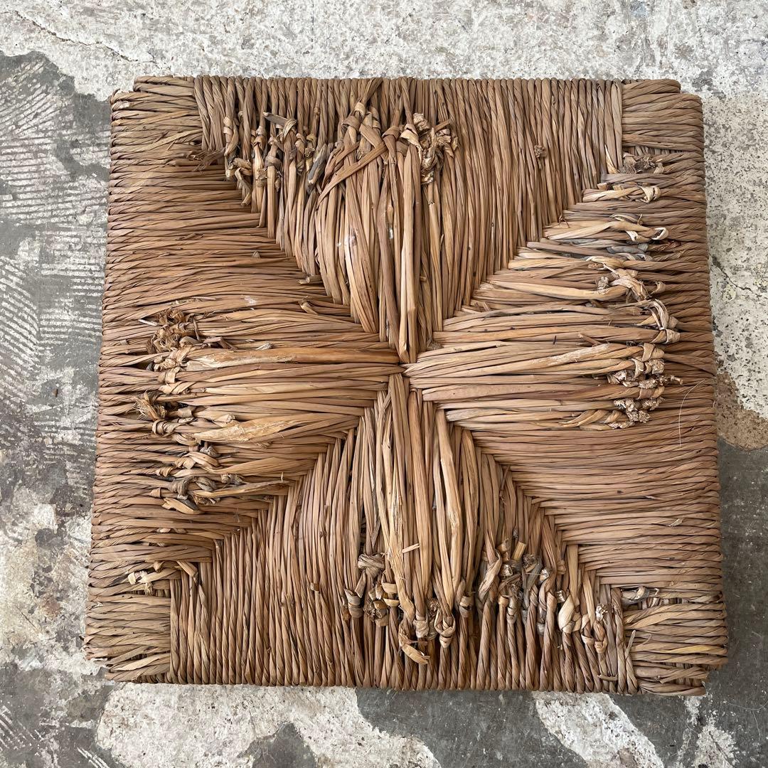 年末・年始SALE ビンテージ 藁 コーナーチェア 剥離