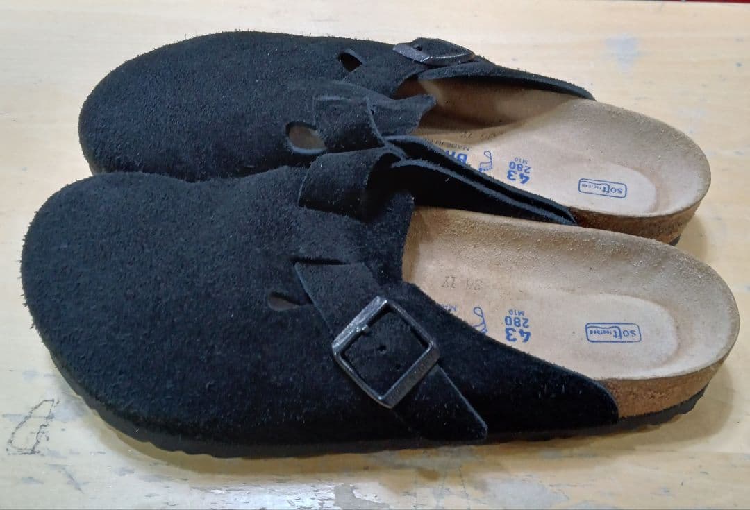 ビルケンシュトック！スエード素材！ボストン！ブラック！サイズ４３（２８センチ）