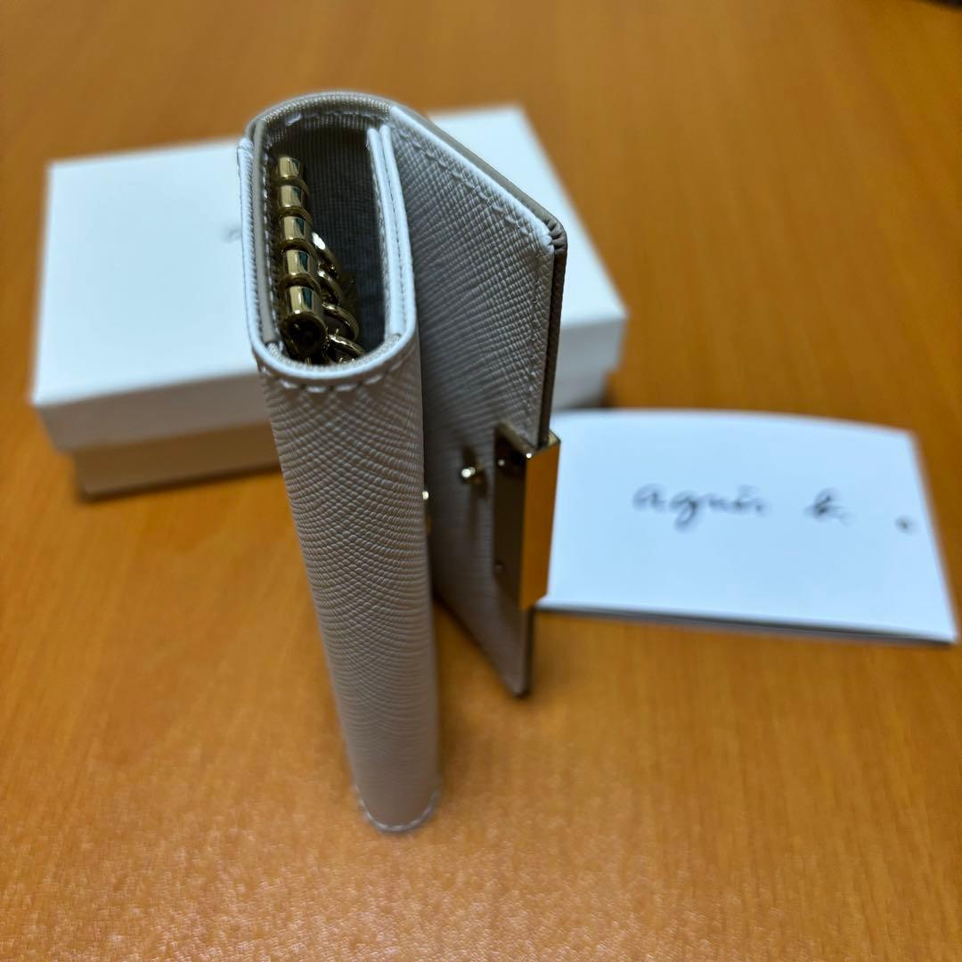 【新品未使用】agnes b. ベージュ×ホワイト　キーケース